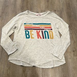 Girls Size large (10) long sleeve t-shirt. Be kind!
